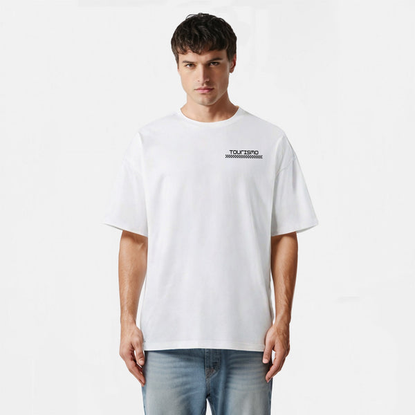 t-shirt blancF1 alpine bleu et rouge de face