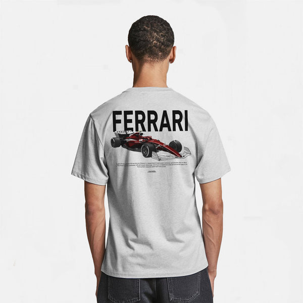 t-shirt grisF1 ferrari rouge de dos