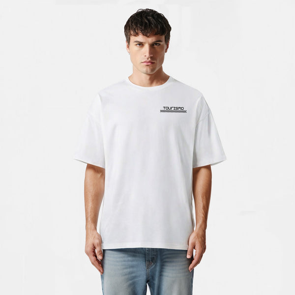 t-shirt blancF1 mclaren noir et orange de face