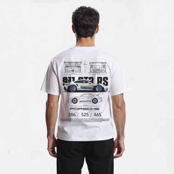 T-shirt Porsche GT3RS Bleu Blanc de Dos
