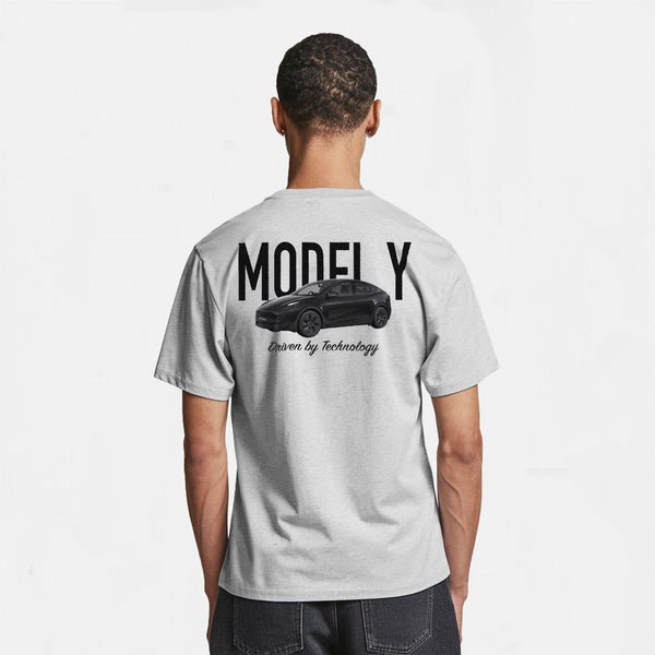 t-shirt gristesla model Y noir de dos