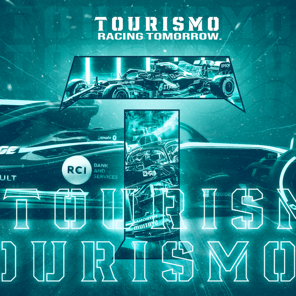 Toile F1 Tourismo Clothing Racing design futuriste néon turquoise avec monoplaces stylisées