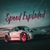 Affiche Porsche GT3 RS sur fond cosmique avec jantes rouges et typographie Speed Exploded en rouge vif