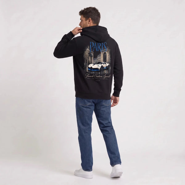 Sweat Bugatti Divo French Couture Speed noir à capuche vu de dos