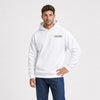Sweat F1 Ayrton Senna Signature blanc vu de face en plan rapproché avec logo Tourismo
