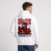 Sweat F1 Charles Leclerc blanc à capuche vu de dos avec design Signature Ferrari SF-26