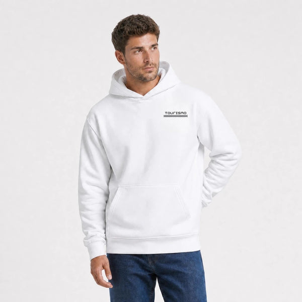 Sweat Volkswagen Beetle Baja Bug Desert Misfit blanc vu de face en plan rapproché avec logo Tourismo