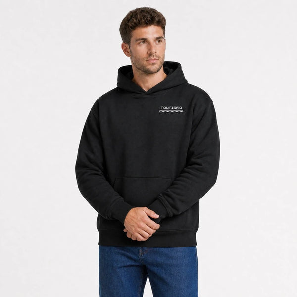 Sweat Volkswagen Beetle Baja Bug Desert Misfit noir vu de face en plan rapproché avec logo Tourismo