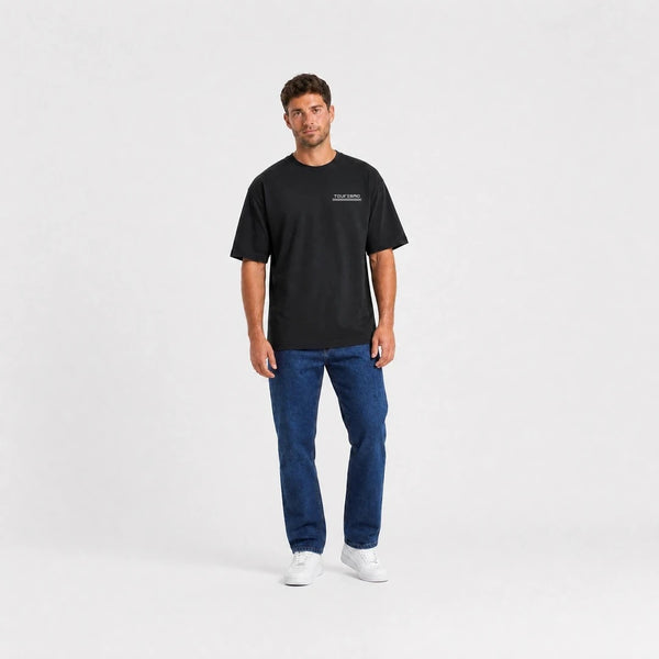 T-shirt Alpine A110 Col De Turini noir vu de face en plan large avec logo Tourismo