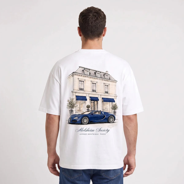 T-shirt Bugatti Veyron Molsheim Society blanc porté de dos