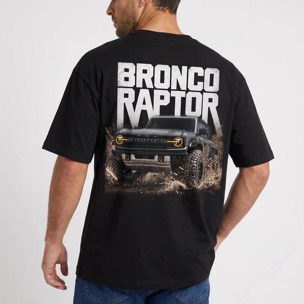 T-shirt Ford Bronco Raptor noir vu de dos avec design Off-Road
