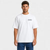 T-shirt Volkswagen Beetle California Aircooled blanc vu de face en plan rapproché avec logo Tourismo