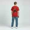 T-shirt enfant rouge Ferrari avec monoplace et numéro 16 imprimés au dos