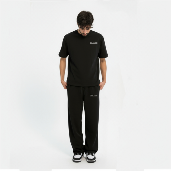 T-shirt F1 Silverstone Circuit d’Angleterre noir – vue complète du modèle, logo Tourismo brodé