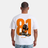 T-shirt F1 Oscar Piastri blanc avec casque et voiture McLaren MCL39 – visuel full back numéro 81