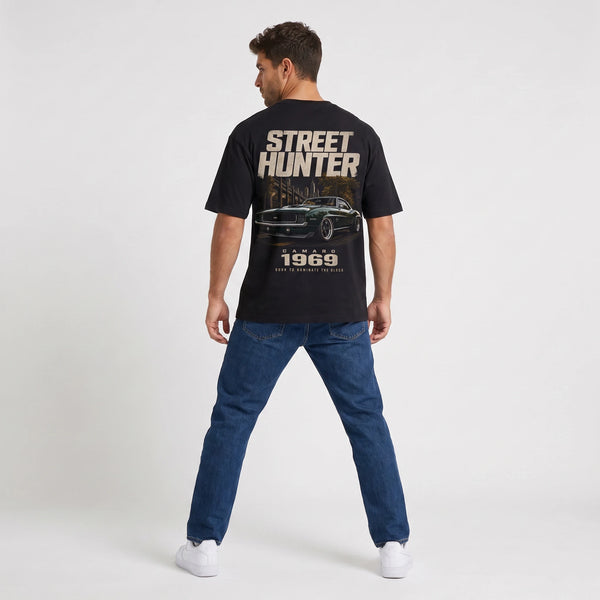 T-shirt Chevrolet Camaro 1969 Street Hunter noir vu de dos