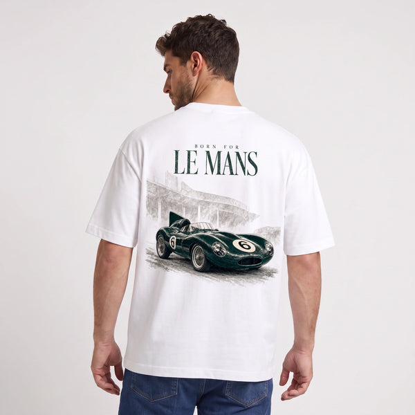 T-shirt Jaguar D-Type Le Mans N°6 blanc porté de dos