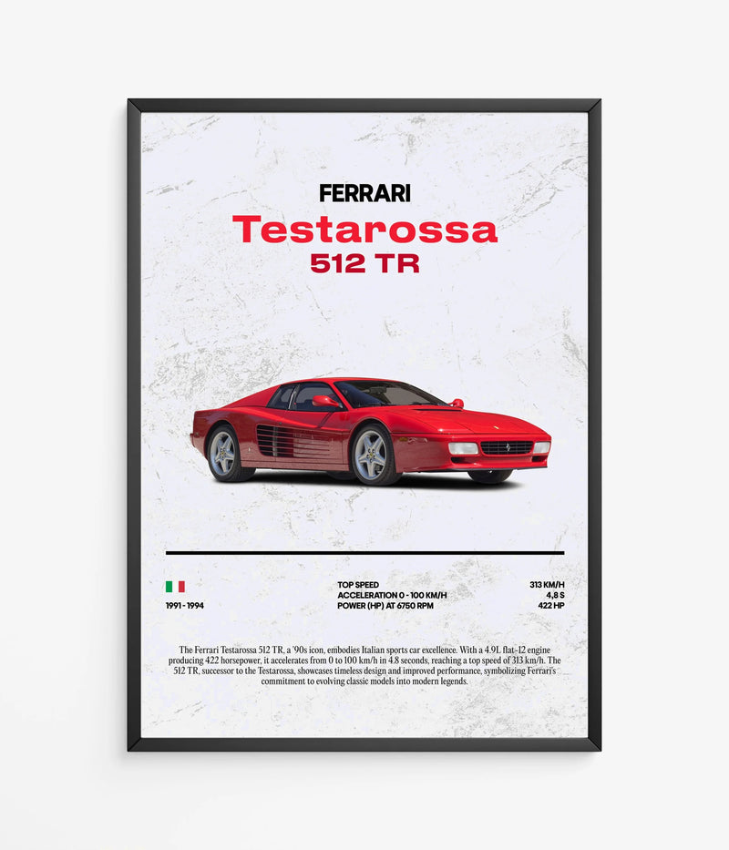 Poster Ferrari Testarossa 512 TR, vista 2