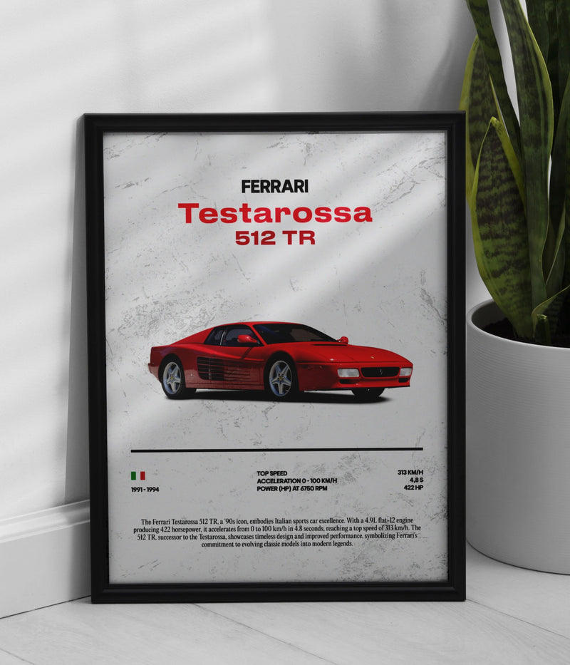 Poster Ferrari Testarossa 512 TR, vista 1