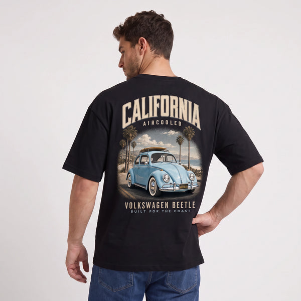 T-shirt Volkswagen Beetle California Aircooled noir porté de dos