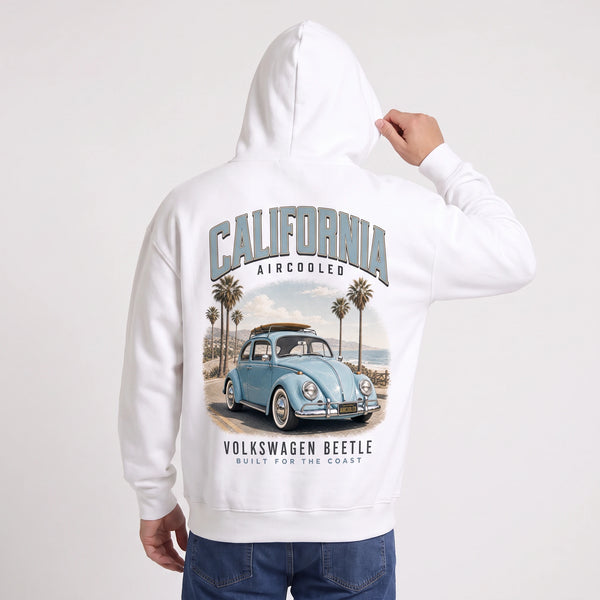Sweat Volkswagen Beetle California Aircooled blanc porté de dos