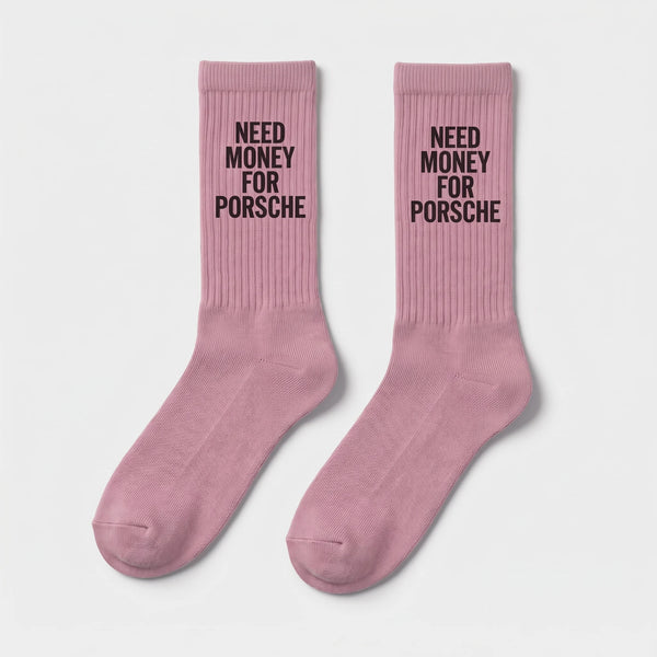 Calzini Need Money For Porsche rosa cipria, il paio in piano