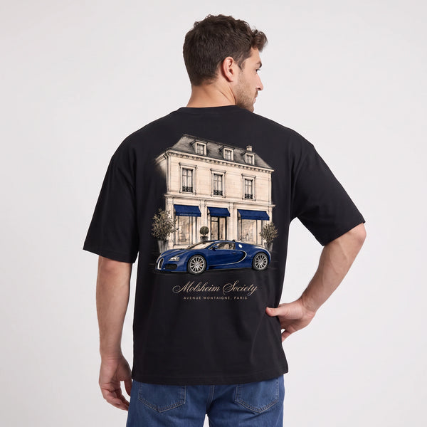 T-shirt Bugatti Veyron Molsheim Society noir porté de dos