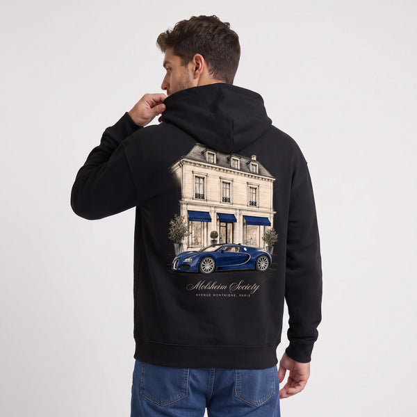 Sweat Bugatti Veyron Molsheim Society noir porté de dos