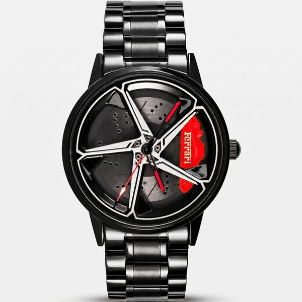 Orologio Ferrari 488 visto di fronte, quadrante cerchio 3D rotante