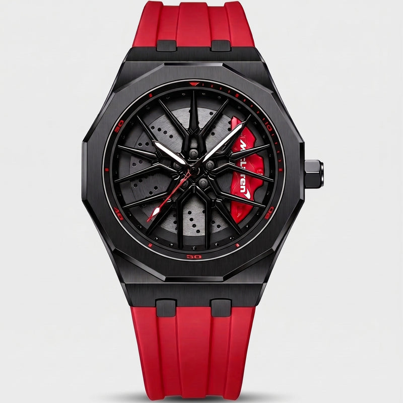 Orologio McLaren 720 visto di fronte, quadrante cerchio 3D rotante