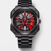 Orologio Porsche 911 visto di fronte, quadrante cerchio 3D rotante