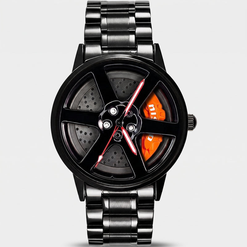 Orologio Nissan GT-R visto di fronte, quadrante cerchio 3D rotante