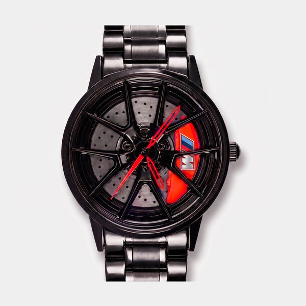 Orologio BMW M3 visto di fronte, quadrante cerchio 3D rotante
