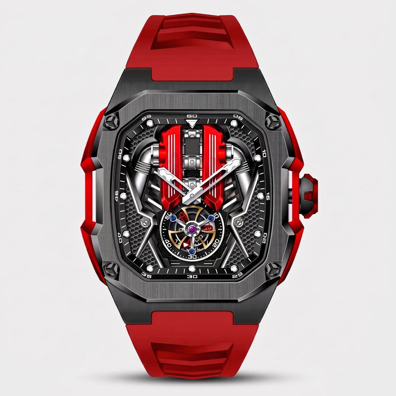 Orologio motore V12, motore rosso