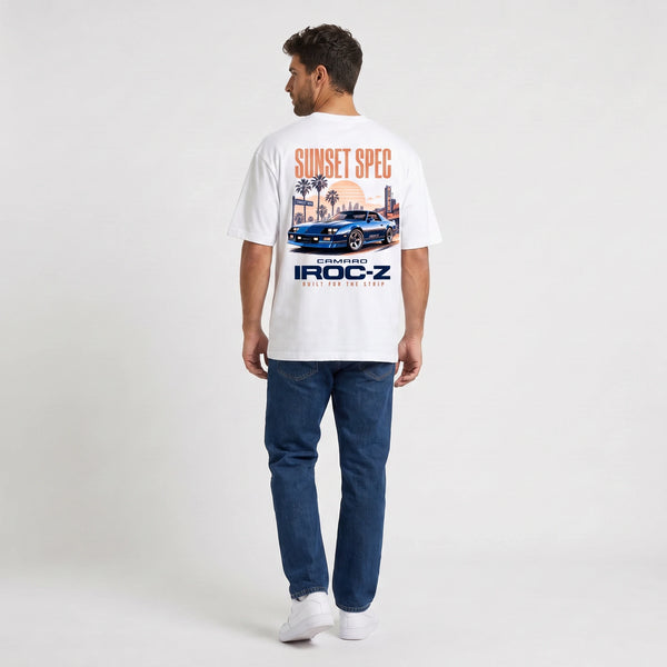 T-shirt Chevrolet Camaro IROC-Z Sunset Spec blanc vu de dos