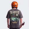 T-shirt The Ghost RS nero slavato vista di spalle: GT3 RS fantasma in un treno fantasma