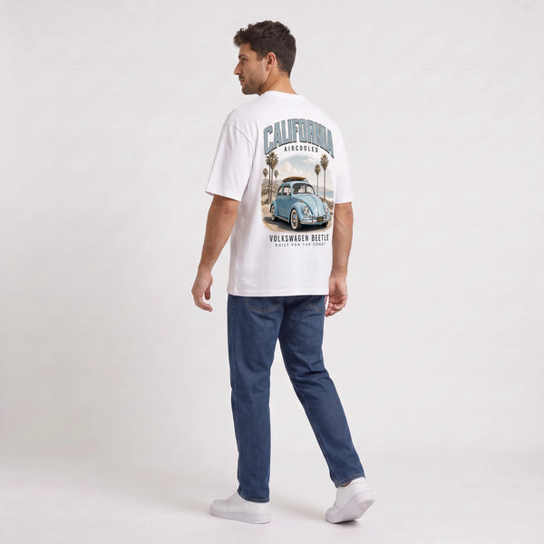 T-shirt Volkswagen Beetle California Aircooled blanc vu de dos