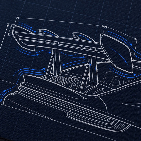 Tapis de souris Porsche 911 GT3 RS, aileron, détail carré du visuel imprimé.