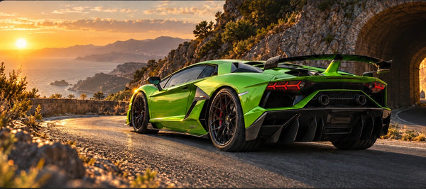 Tappetino mouse Lamborghini Aventador SVJ Verde Mantis, dettaglio della stampa