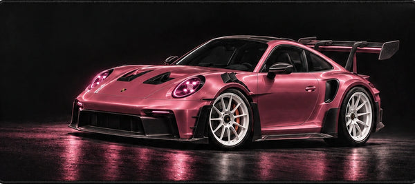 Tappetino mouse Porsche 911 GT3 RS 992 rosa, dettaglio della stampa