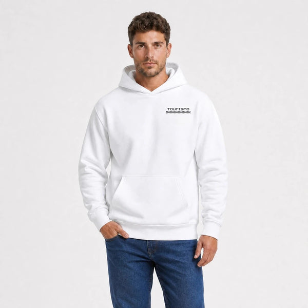 Sweat Bugatti Veyron Molsheim Society blanc vu de face en plan rapproché avec logo Tourismo