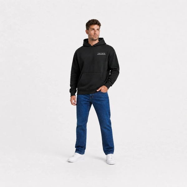 Sweat Bugatti Veyron Molsheim Society noir vu de face en plan large avec logo Tourismo