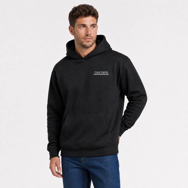 Sweat Chevrolet Chevelle Ss 396 Street Born Power noir vu de face en plan rapproché avec logo Tourismo
