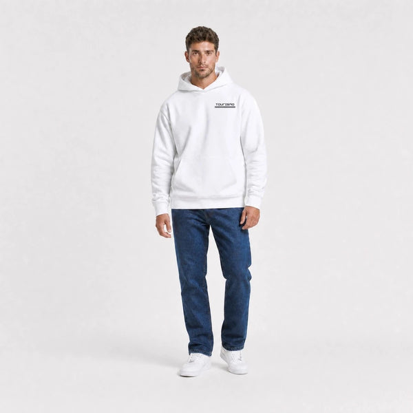 Sweat Dodge Demon 170 Last Call blanc vu de face en plan large avec logo Tourismo