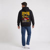 Sweat F1 Ayrton Senna noir porté de dos en plan large avec print Signature
