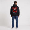 Sweat F1 Charles Leclerc noir porté de dos en plan large avec print Signature