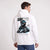 Sweat F1 George Russell Signature blanc à capuche, pilote et monoplace vus de dos