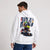 Sweat F1 Isack Hadjar Signature blanc à capuche avec pilote et monoplace vus de dos