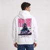 Sweat F1 Pierre Gasly blanc à capuche vu de dos avec design Signature Alpine A523