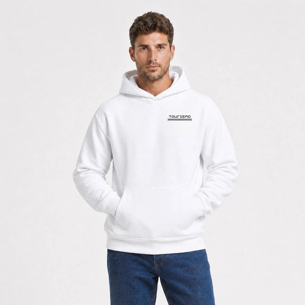 Sweat F1 Michael Schumacher Signature blanc vu de face en plan rapproché avec logo Tourismo